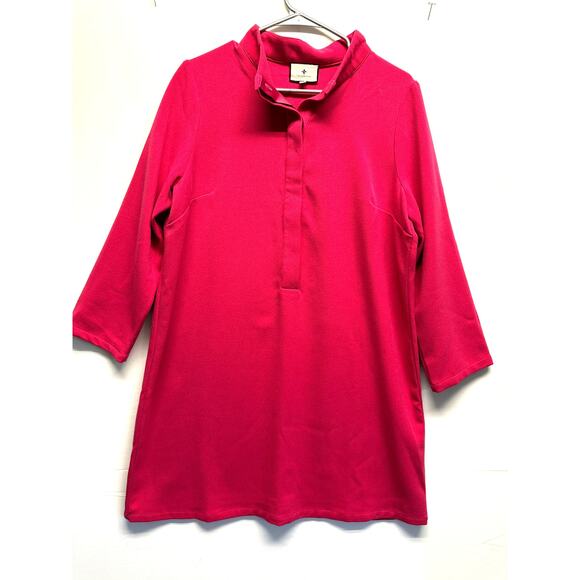 Tuckernuck Avery Dress Hot Pink Stretch Crepe Size L NWT Shift Mini - Picture 1 of 12